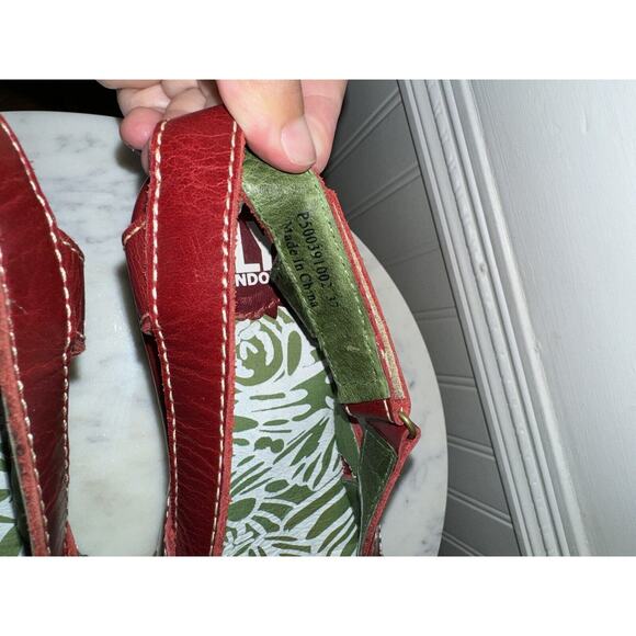FLY LONDON Red Leather Wedge 2.5" Heel Sandal Strappy Slingback Size 37 US 6.5-7 - Picture 6 of 7